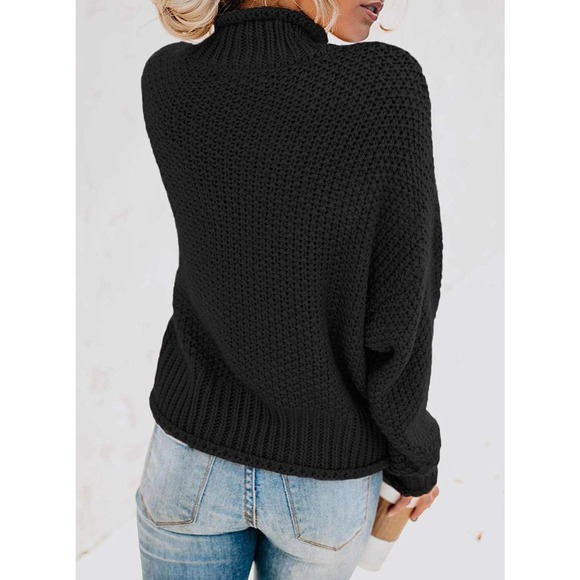 Turtleneck Batwing Sleeve Loose Oversized Chunky Pullover Sweater size Small - Picture 2 of 6